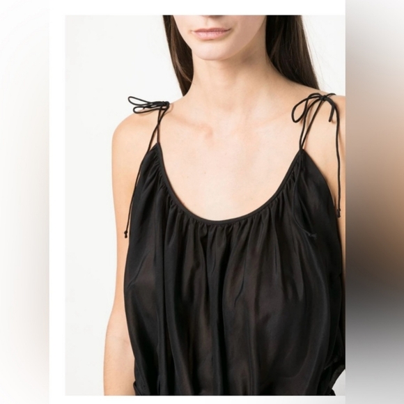 Tory Burch Tops - NWT Tory Burch Black Cotton Silk Bubble Hem Tank w/ Adjustable Straps